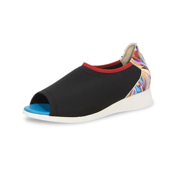 ARCHE Gaorey Trotters Open Toe Wedge Shoes Black
